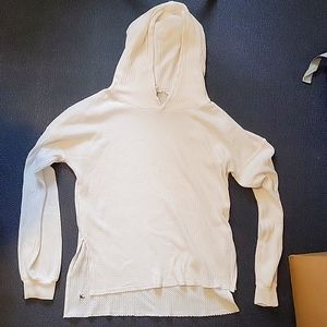 Glyder White Waffle-knit Slouchy Pullover Hoodie